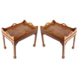 PAIR OF EDWARDIAN MAHOGANY TRAY TOPPED TABLES