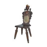 PAIR NINETEENTH-CENTURY ARMORIAL HALL CHAIRS HALL CHAIRS