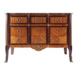 FRENCH KINGWOOD, EBONY AND SATINWOOD INLAID COMMODE, CIRCA 1820