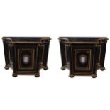PAIR OF NINETEENTH-CENTURY EBONY AND PARCEL GILT PIER CABINETS