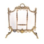 EDWARDIAN PERIOD ARMORIAL BRASS FIRE SCREEN