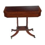 PAIR OF REGENCY PERIOD MAHOGANY AND CROSSBANDED CARD TABLES