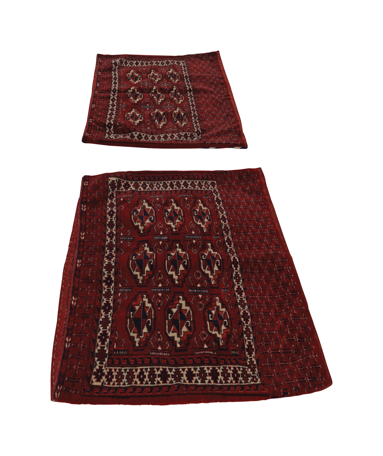 PAIR OF MID TWENTIETH-CENTURY YAMUT CHUVAL TURKMENISTAN RUGS