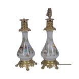 PAIR OF NINETEENTH-CENTURY BRASS AND PORCELAIN TABLE LAMPS