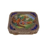 19TH CENTURY SILVER & ENAMELLED PATCH BOX