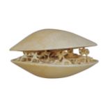 NINETEENTH-CENTURY JAPANESE CARVED IVORY CLAM SHELL