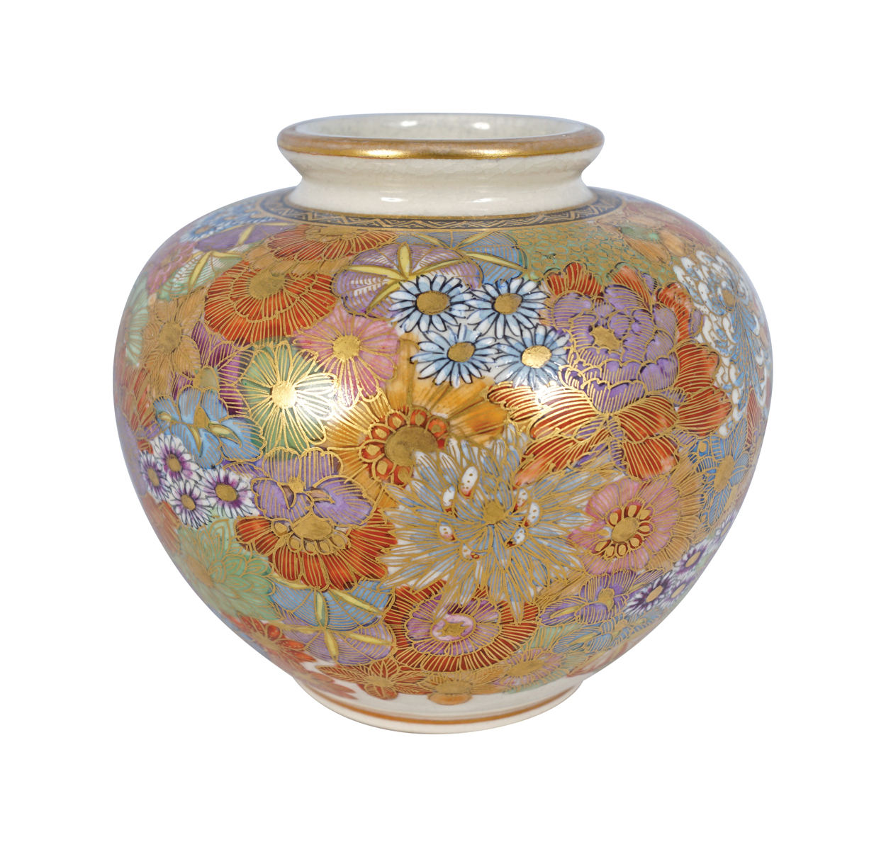 MEIJI PERIOD SATSUMA SMALL MILLEFLEURS VASE