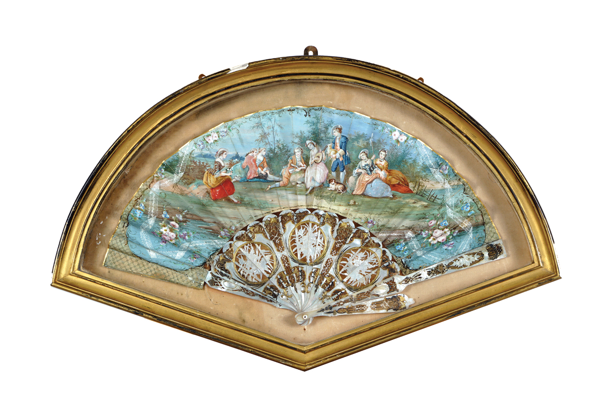 EIGHTEENTH-CENTURY GILT FRAMED FAN