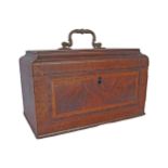 GEORGE III PERIOD MAHOGANY AND CROSSBANDED TEA CADDY