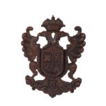 LARGE NINETEENTH-CENTURY DUCAL CARVED ARMORIAL COAT OF ARMS