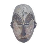 EARLY AFRICAN CARVED WOOD POLYCHROME MASK