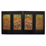 SET OF FOUR CHINESE QING PERIOD SILK EMBROIDERED PANELS