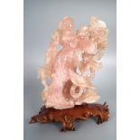 CHINESE QING PERIOD ROSE QUARTZ FIGURE