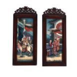 PAIR OF CHINESE QING PERIOD REVERSE PAINTED PICTURES