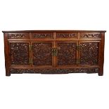 CHINESE QING PERIOD BRASS BOUND HUANGHUALI CABINET