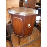 Pair Strongbow furniture octagonal leather top mahogany beside cabinets