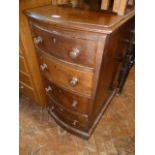 Victorian mahogany bow front narrow 4 drawer chest