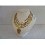 18ct Gold Indian style necklace set with rubies and detachable pendant