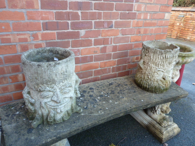 Concrete tree trunk character face planters (2)