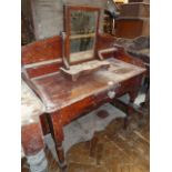 Victorian pine tray top washstand and mahogany swing mirror