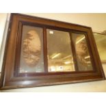 Victorian mahogany triptych pictorial mirror