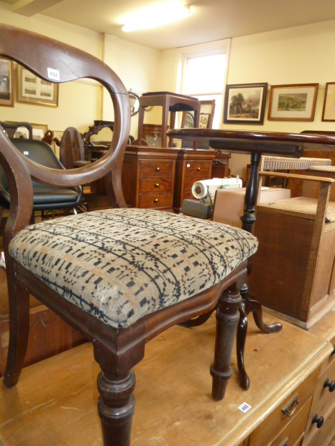 Victorian mahogany balloon back chair and a pedestal wine table (2)