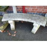 Stone curved garden bench on claw pedestals (54")
