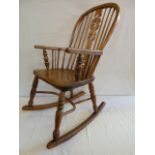 19thC Elm Windsor rocking chair