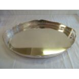 Silver plated copper galleried oval drinks tray (24")