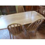 Ercol Elm dining table and 3 chairs