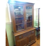 Victorian mahogany and walnut secretaire bookcase