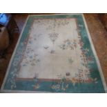 Cream ground carpet with Bird of Paradise and Butterflies design ( approx 13' x 10')