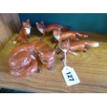 Beswick Fox figures (3) + (2 for restoration)