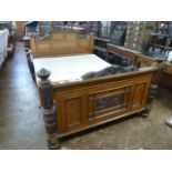 Victorian oak panelled 5' bed frame