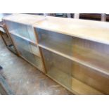 Mid 20thC light oak low glazed bookcases (2)