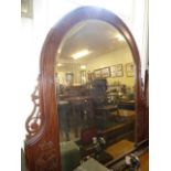 Victorian mahogany arched over mantel mirror