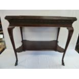 Victorian mahogany tray top centre table with carved frieze on goat hoof feet