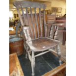 19thC elm farmhouse armchair