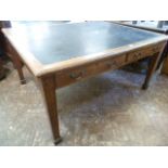 Large mid 20thC oak partners office table 2 drawers either side - labelled 'Bakers 55/59