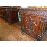 Victorian carved oak pedestal sideboard