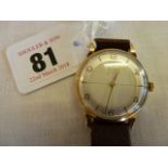 Rotary 9ct Gold cased gents wristwatch on leather strap