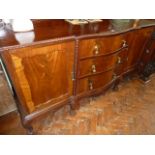Victorian mahogany serpentine sideboard on ball and claw feet