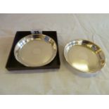 Matched pair engine turned silver coasters - London and Birmingham 1920