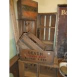 Quantity old wooden grocers crates