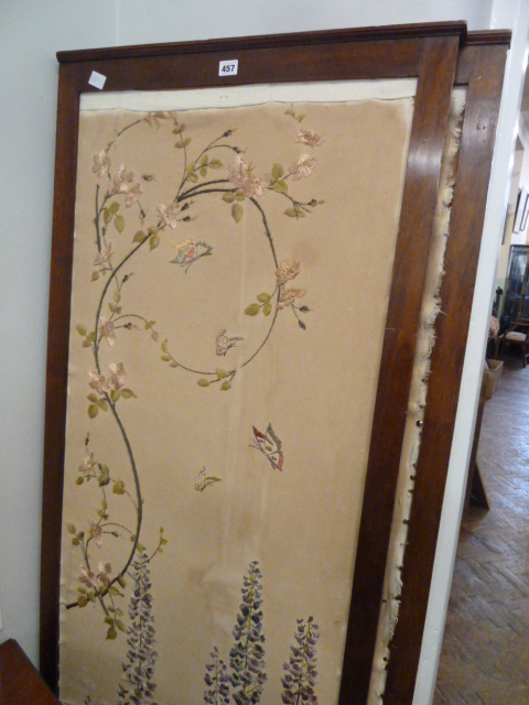 Mahogany needle point bi-fold dressing screen