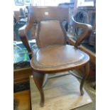 Mid 20thc Oak studded rexine seat office chair