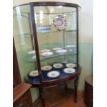 Victorian mahogany retailers oval glass display cabinet on fluted column leg base - F Sage &