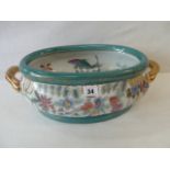 20thC Chinese 2 handled foot bath or fish bowl