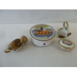 Zsolnay rabbit, Villeroy and Boch trinket box,