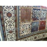 Ivory ground Kashmir panel design carpet (10' x 6')